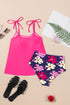 Tie Shoulder Strap Relaxed Fit Two Piece Tankini Set