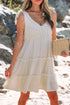 Tie Shoulder Textured Woven Tiered Babydoll Dress