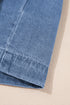 Tied Front Bow Bubble Sleeve Peplum Denim Shirt