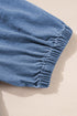 Tied Front Bow Bubble Sleeve Peplum Denim Shirt