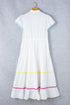 Tiered Button Front Pom Pom Accent Shirt Dress
