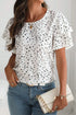 Tiered Flutter Sleeve Crew Neck Dot Print Blouse