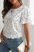 Tiered Flutter Sleeve Crew Neck Dot Print Blouse