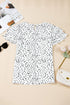 Tiered Flutter Sleeve Crew Neck Dot Print Blouse