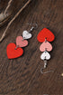 Tiered Heart Shape Wooden Dangle Drop Earrings