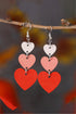 Tiered Heart Shape Wooden Dangle Drop Earrings
