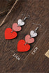 Tiered Heart Shape Wooden Dangle Drop Earrings