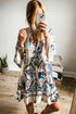 Tiered Paisley Print Button Front Bell Sleeve Dress