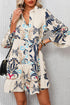 Tiered Paisley Print Button Front Bell Sleeve Dress