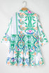 Tiered Paisley Print Button Front Bell Sleeve Dress