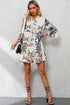 Tiered Paisley Print Button Front Bell Sleeve Dress