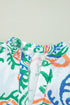 Tiered Paisley Print Button Front Bell Sleeve Dress