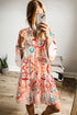 Tiered Paisley Print Button Front Bell Sleeve Dress