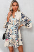 Tiered Paisley Print Button Front Bell Sleeve Dress