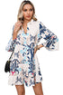 Tiered Paisley Print Button Front Bell Sleeve Dress