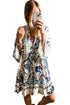 Tiered Paisley Print Button Front Bell Sleeve Dress