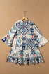 Tiered Paisley Print Button Front Bell Sleeve Dress