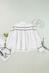 Tiered Poplin Ribbon Tie Ruffle Cuff Blouse