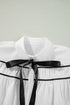 Tiered Poplin Ribbon Tie Ruffle Cuff Blouse