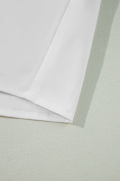 Tiered Poplin Ribbon Tie Ruffle Cuff Blouse