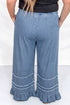 Tiered Raw Edge Ruffled Wide Leg Denim Pants