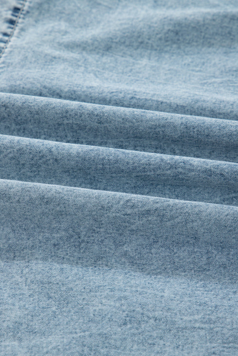 Tiered Rick Rack Overall Denim Mini Dresses