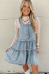 Tiered Rick Rack Overall Denim Mini Dresses