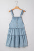 Tiered Rick Rack Overall Denim Mini Dresses