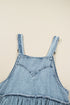 Tiered Rick Rack Overall Denim Mini Dresses