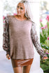 Tiered Ruffle Floral Print Sleeve Crew Neck Blouse