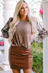 Tiered Ruffle Floral Print Sleeve Crew Neck Blouse