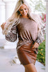 Tiered Ruffle Floral Print Sleeve Crew Neck Blouse