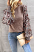 Tiered Ruffle Floral Print Sleeve Crew Neck Blouse
