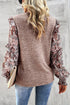 Tiered Ruffle Floral Print Sleeve Crew Neck Blouse