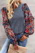 Tiered Ruffle Floral Print Sleeve Crew Neck Blouse