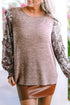 Tiered Ruffle Floral Print Sleeve Crew Neck Blouse