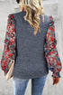 Tiered Ruffle Floral Print Sleeve Crew Neck Blouse