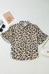 Tiered Ruffle Sleeve Animal Print Button Down Shirt