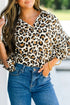 Tiered Ruffle Sleeve Animal Print Button Down Shirt