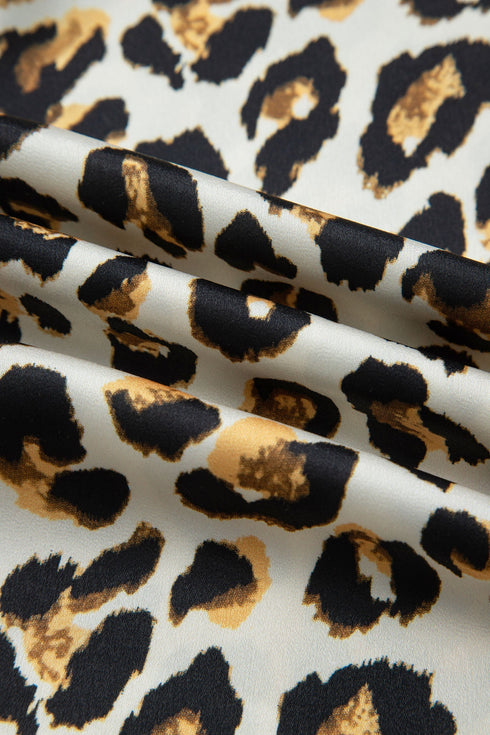 Tiered Ruffle Sleeve Animal Print Button Down Shirt
