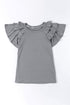 Tiered Ruffle Sleeve Round Neck Relaxed Top