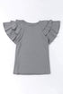 Tiered Ruffle Sleeve Round Neck Relaxed Top