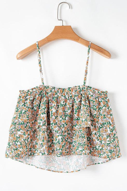 Tiered Ruffle Strap Sleeveless Woven Top