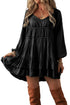 Tiered Ruffled Puff Sleeve Loose Fit Mini Dress