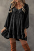 Tiered Ruffled Puff Sleeve Loose Fit Mini Dress