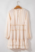 Tiered Ruffled Puff Sleeve Loose Fit Mini Dress