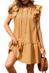 Tiered Ruffled Sleeves Mini Dress with Pockets