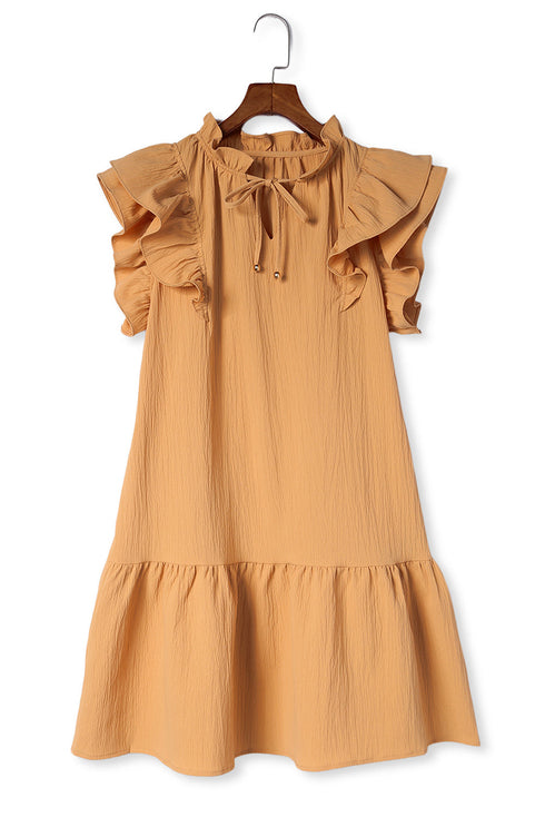 Tiered Ruffled Sleeves Mini Dress with Pockets