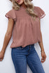 Tiered Sleeve Frilled Neck Dotted Top