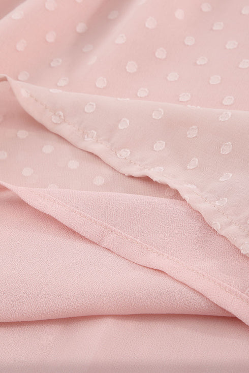 Tiered Sleeve Frilled Neck Dotted Top